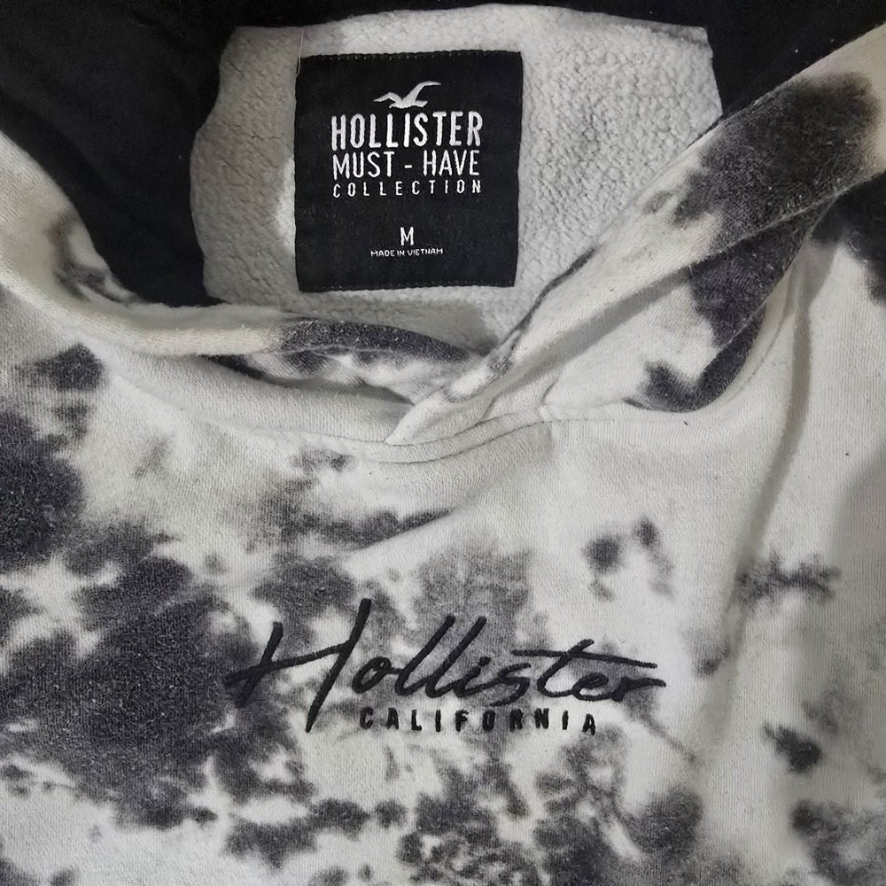 Hollister Must-Have Collection Mens Tie Dye Hoodie White Black Size Medium - Picture 2 of 6